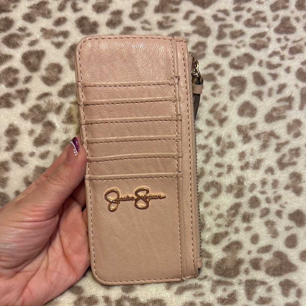 Jessica Simpson Blush Card Holder with Gold Logo